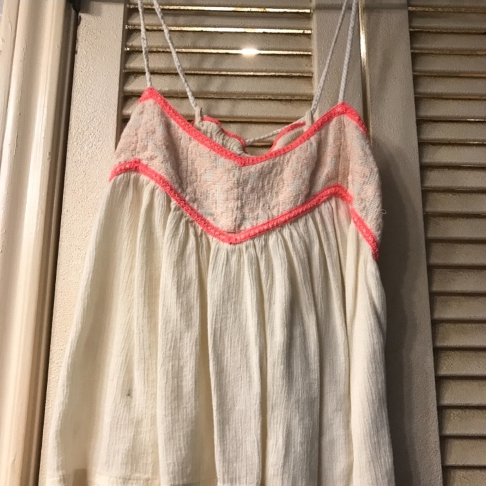 American Eagle Outfitters Cream and Pink Smocked Camisole Sz XS - Picture 2 of 5
